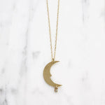 Man in the Moon Pendant with Starry Diamond Dangle
