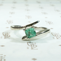 Fresh Green Emerald Cut Emerald Crossover Ring by 720