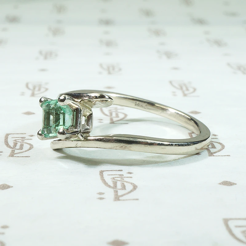Fresh Green Emerald Cut Emerald Crossover Ring by 720