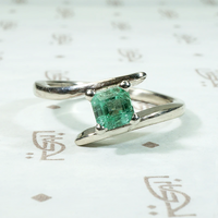 Fresh Green Emerald Cut Emerald Crossover Ring by 720