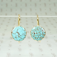 Robin Egg Blue Turquoise in Recycled Gold Earrings