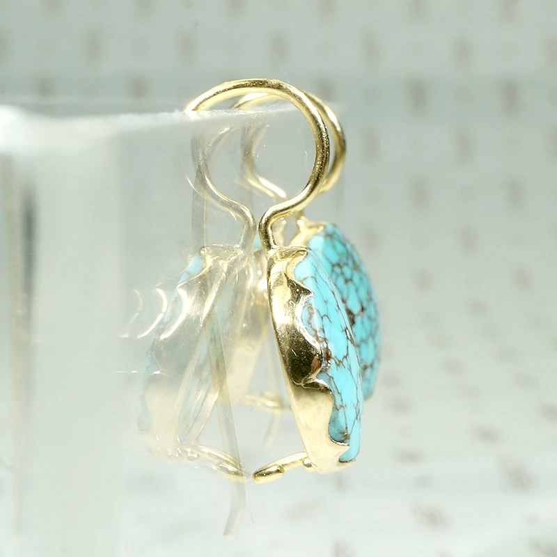 Robin Egg Blue Turquoise in Recycled Gold Earrings