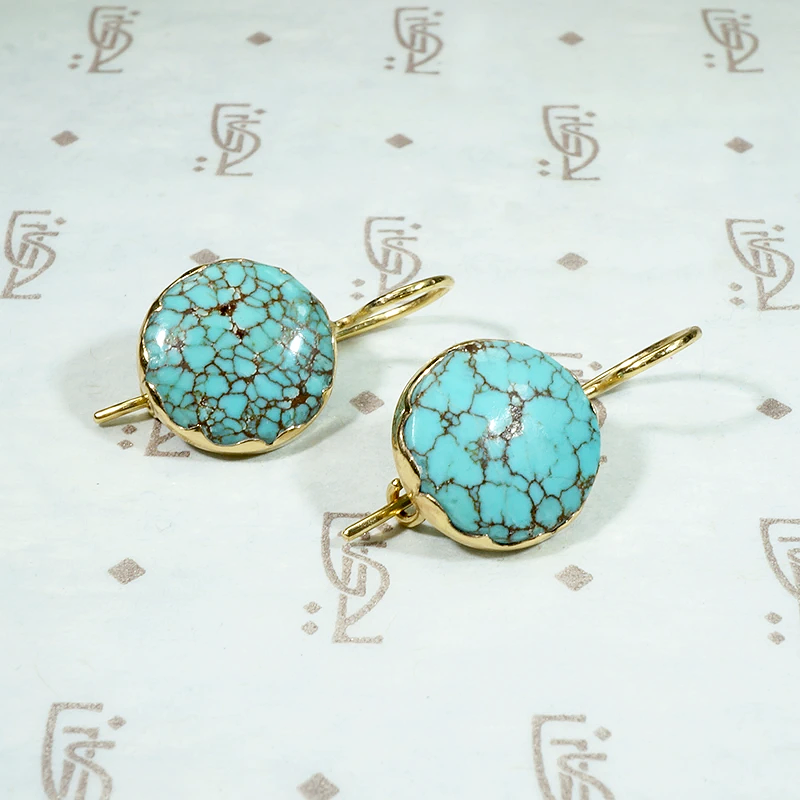 Robin Egg Blue Turquoise in Recycled Gold Earrings