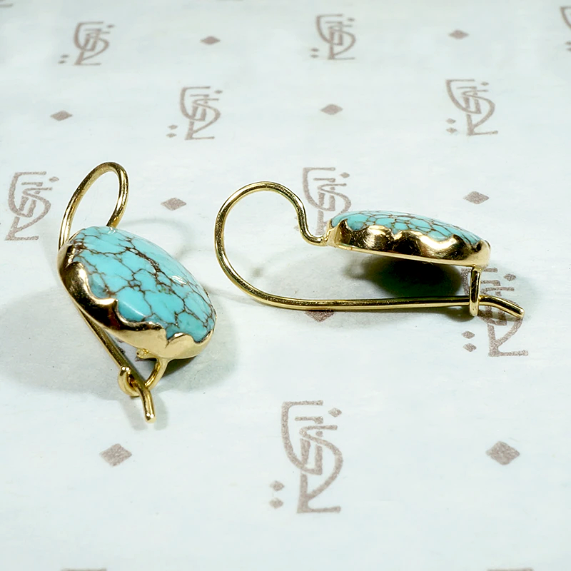 Robin Egg Blue Turquoise in Recycled Gold Earrings