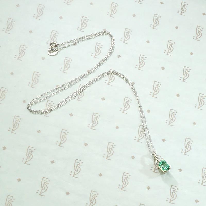 Fresh Emerald-Cut Emerald Solitaire Necklace by 720