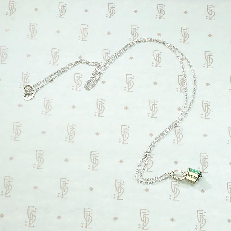 Fresh Emerald-Cut Emerald Solitaire Necklace by 720