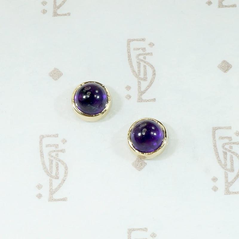 February Birthstone Amethyst Studs in Gold