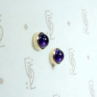 February Birthstone Amethyst Studs in Gold