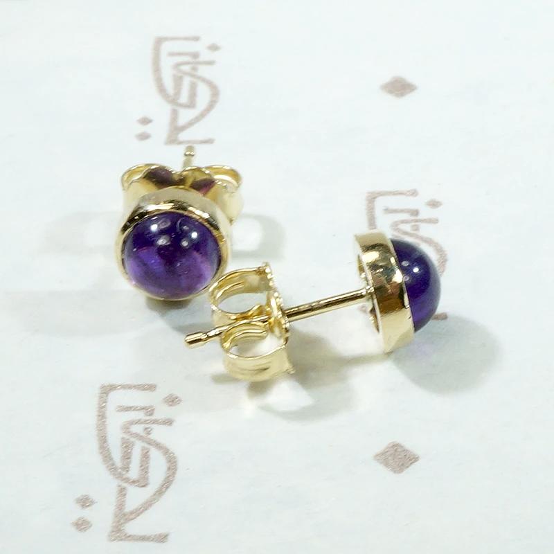February Birthstone Amethyst Studs in Gold