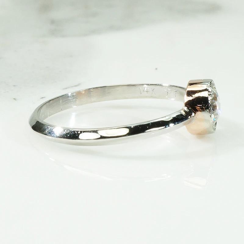 Platinum & Rose Gold Bezel Diamond Solitaire by 720