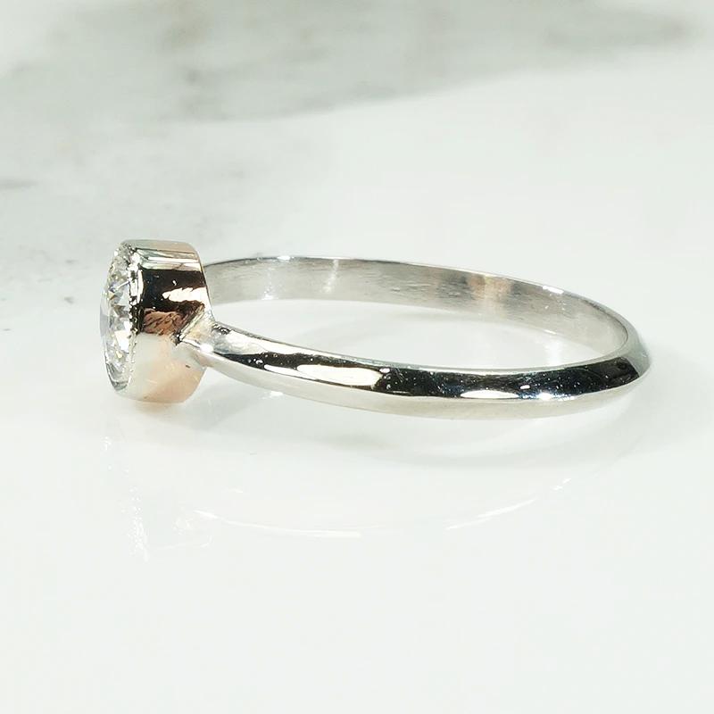Platinum & Rose Gold Bezel Diamond Solitaire by 720