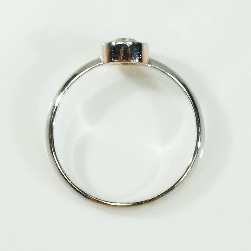 Platinum & Rose Gold Bezel Diamond Solitaire by 720
