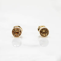 Gold Bezel Set Imperial Topaz Studs