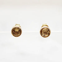 Gold Bezel Set Imperial Topaz Studs