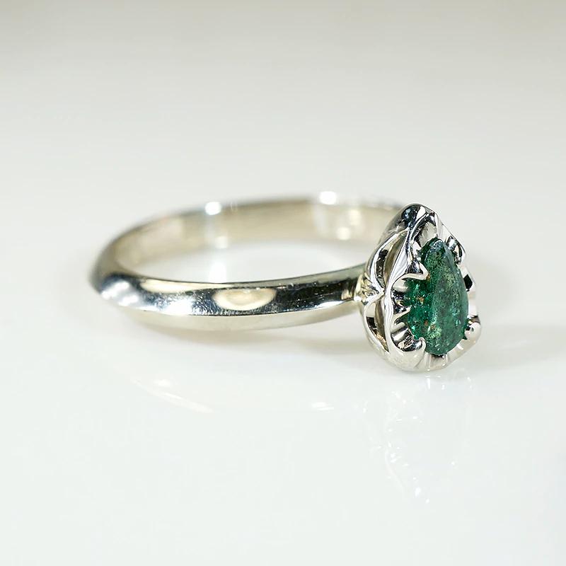 Vibrant Pear Cut Emerald Solitaire by 720