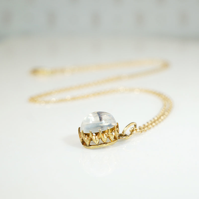 Glowing Antique Moonstone in Gold Pendant