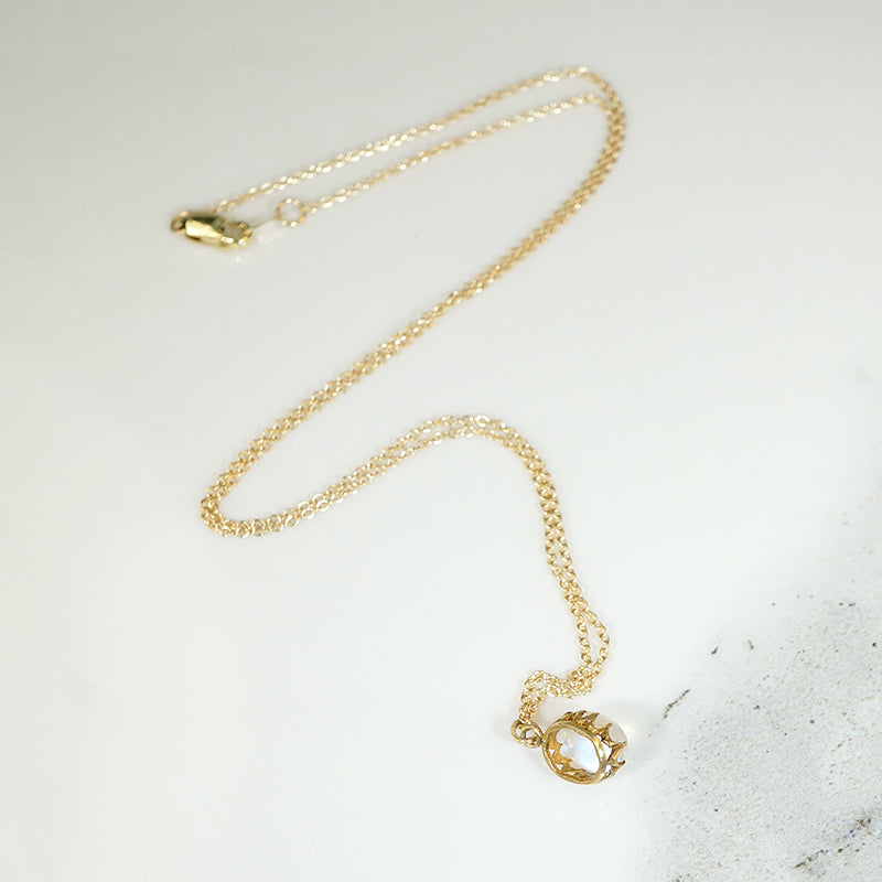 Glowing Antique Moonstone in Gold Pendant