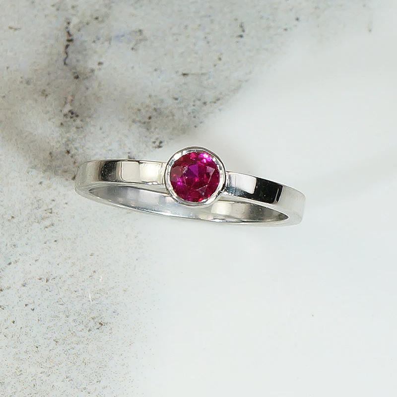 Hot Pink Ruby in Icy Cold Platinum Solitaire by 720