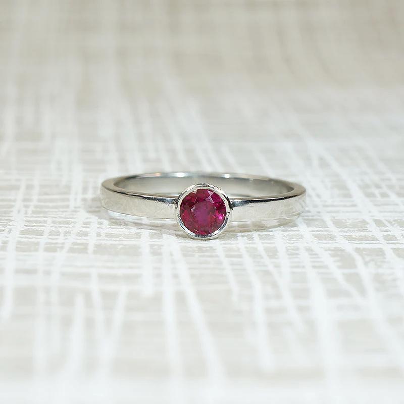 Hot Pink Ruby in Icy Cold Platinum Solitaire by 720