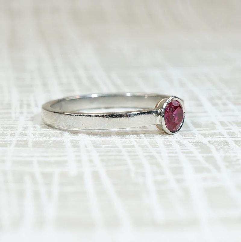 Hot Pink Ruby in Icy Cold Platinum Solitaire by 720