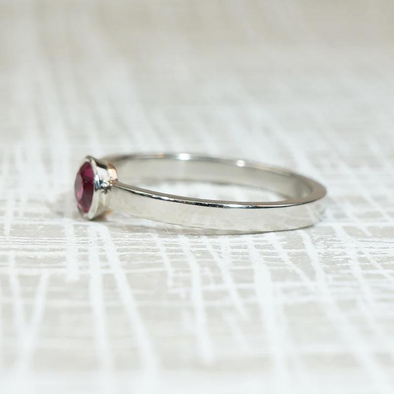Hot Pink Ruby in Icy Cold Platinum Solitaire by 720