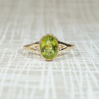 Lively Antique Peridot & Bezel Gold Ring by 720