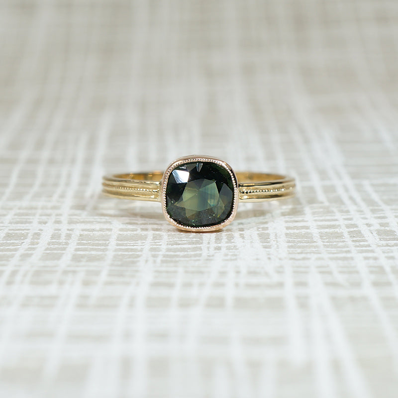 Stunning Chrome Tourmaline in Engraved Gold Ring by 720