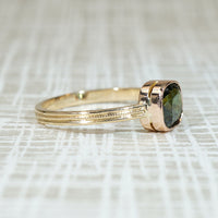 Stunning Chrome Tourmaline in Engraved Gold Ring by 720