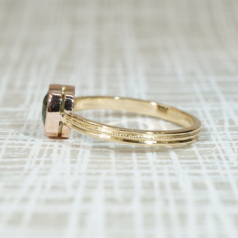 Stunning Chrome Tourmaline in Engraved Gold Ring by 720