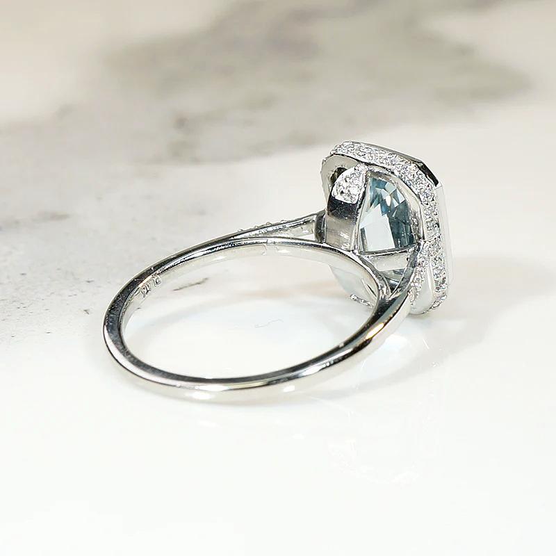 Limpid Aquamarine & Diamond Platinum Ring by 720