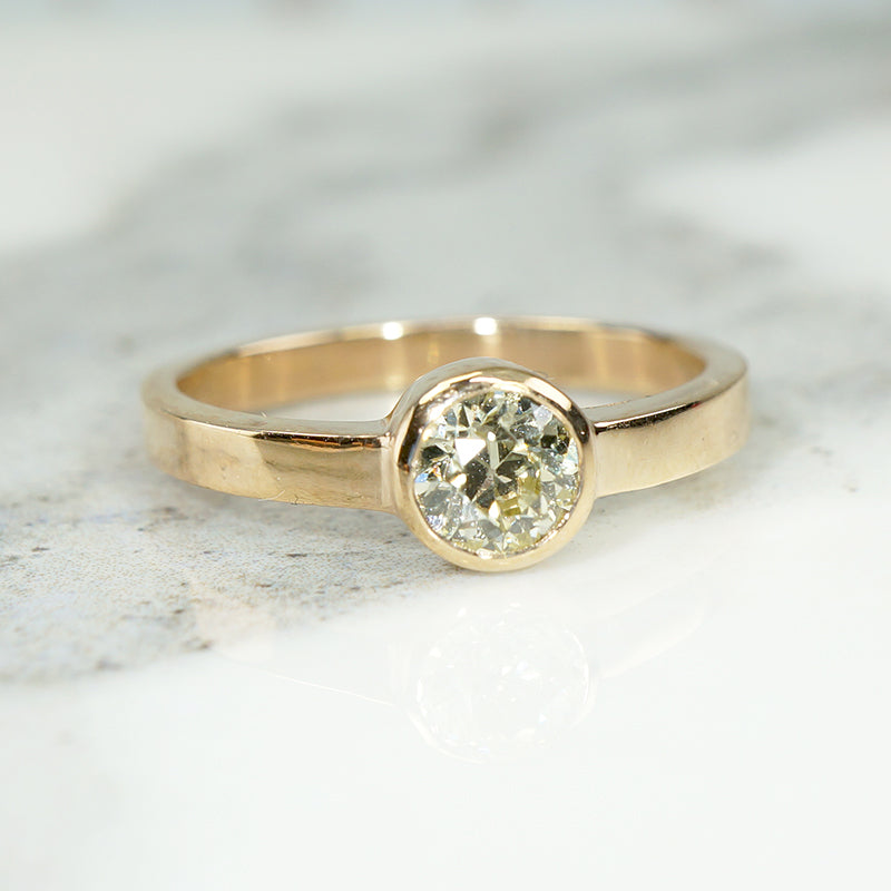 Stunning Fancy Yellow Old European Diamond Solitaire by 720