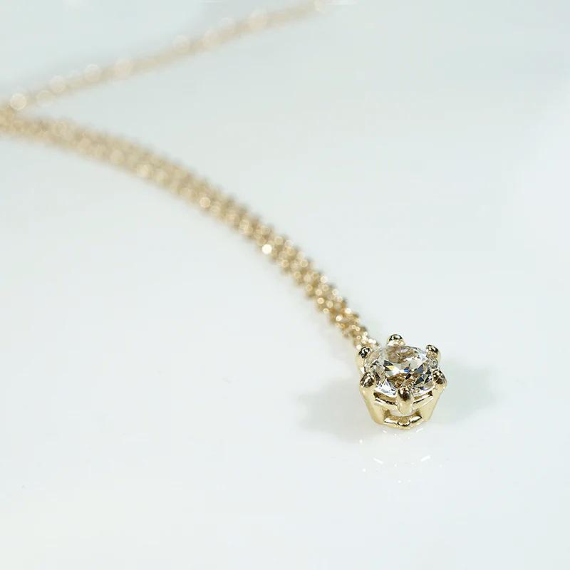 Old European Cut Diamond Solitaire Pendant in Gold by 720