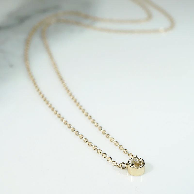 Petite Old Mine Diamond in Gold Bezel Pendant by 720