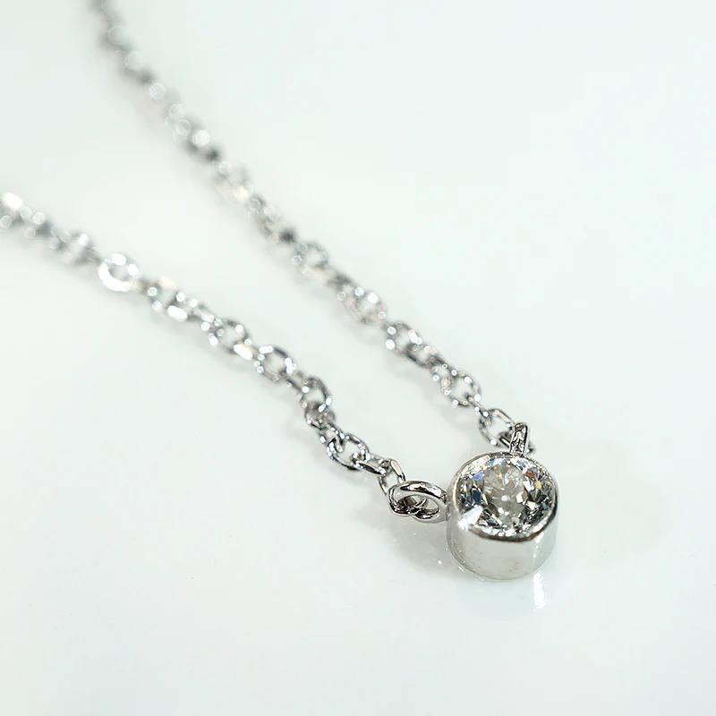 Old Mine Diamond Solitaire in White Gold Bezel Pendant by 720