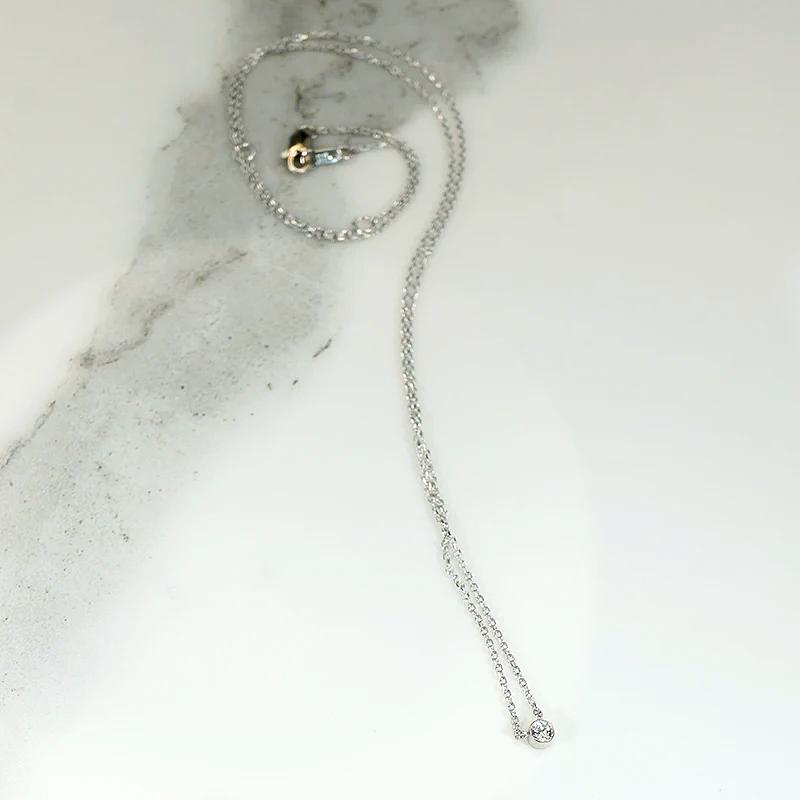 Old Mine Diamond Solitaire in White Gold Bezel Pendant by 720