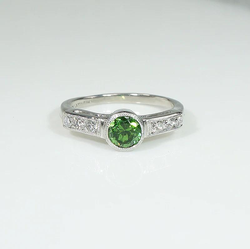 Glorious Green Tsavorite Garnet & Platinum Ring