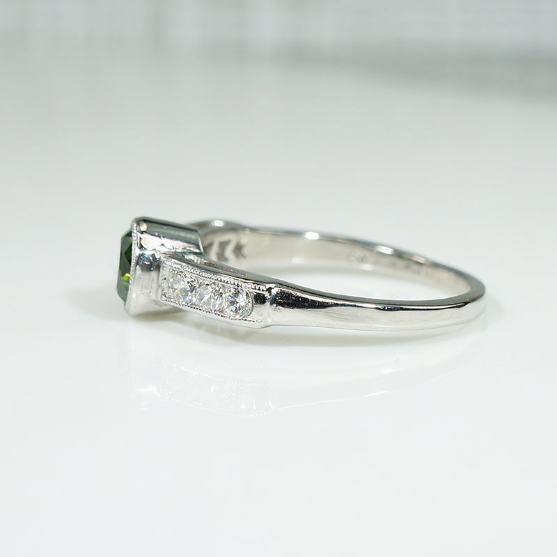 Glorious Green Tsavorite Garnet & Platinum Ring