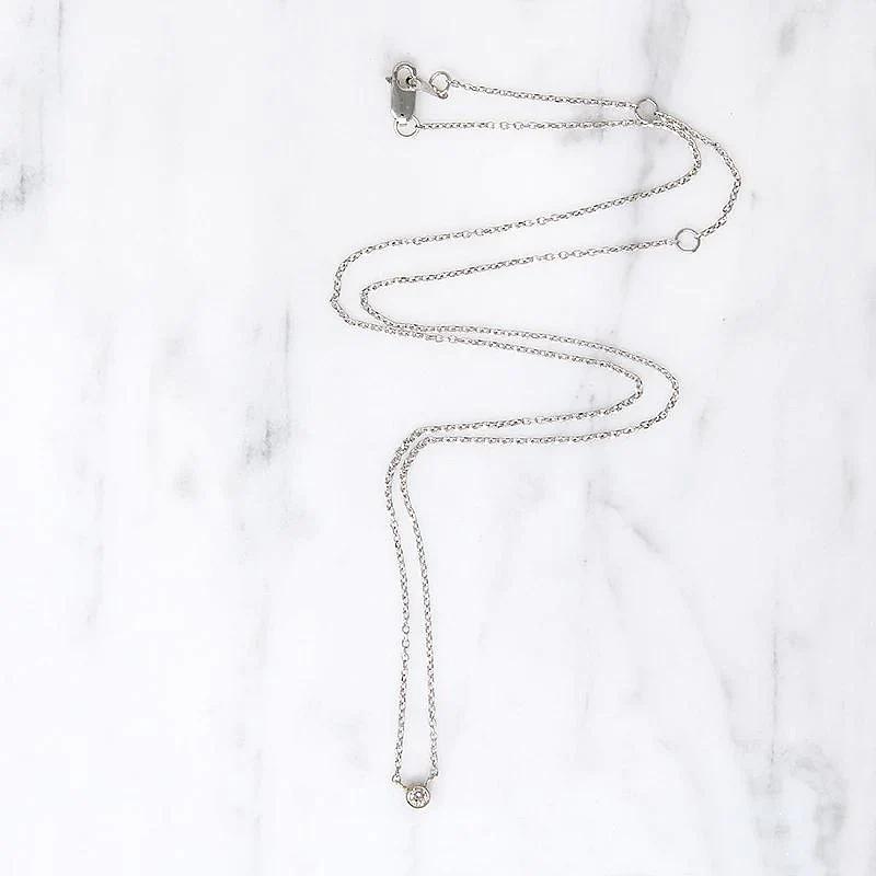 Petite Old Euro Diamond in White Gold Bezel Pendant by 720