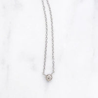 Petite Old Euro Diamond in White Gold Bezel Pendant by 720
