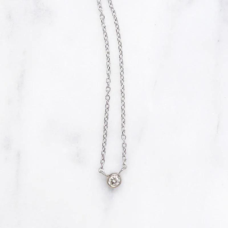 Petite Old Euro Diamond in White Gold Bezel Pendant by 720