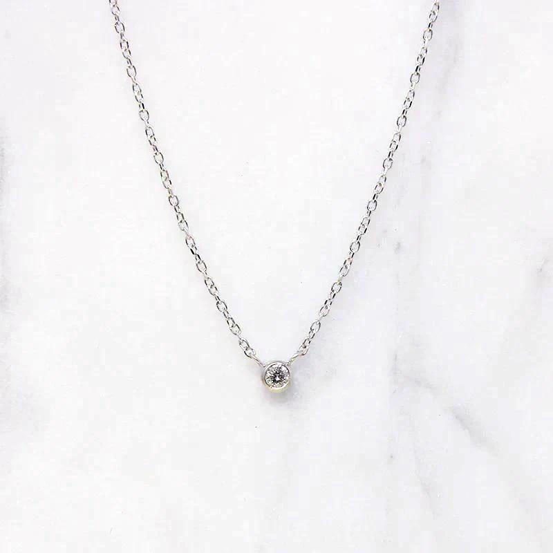 Petite Old Euro Diamond in White Gold Bezel Pendant by 720
