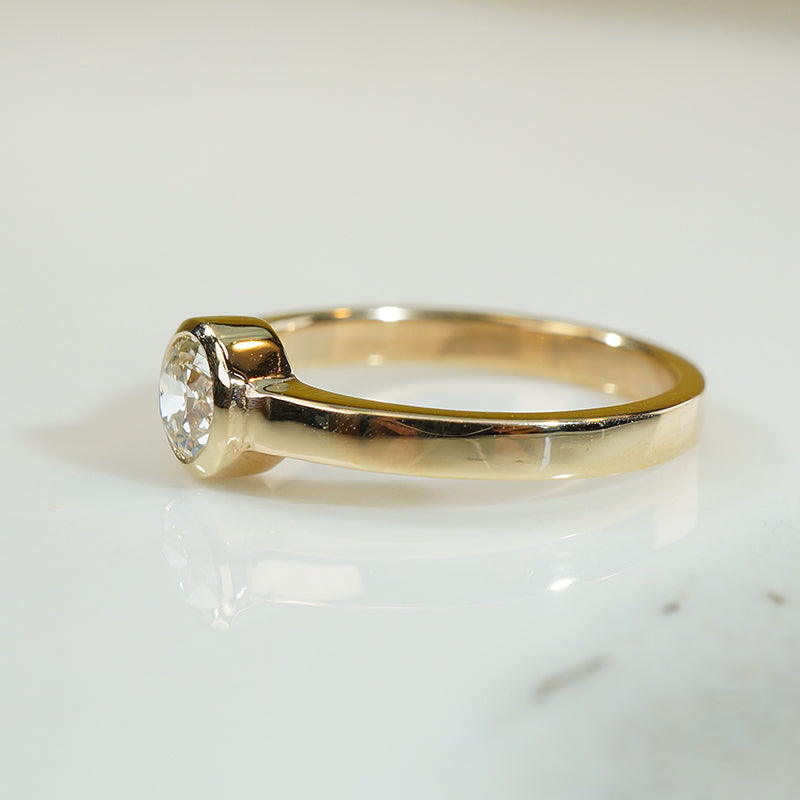 Old Euro Cut Diamond Bezeled Solitaire by 720
