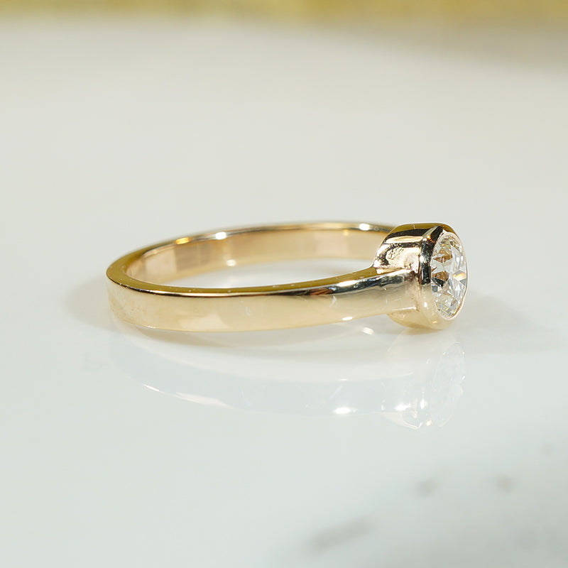 Old Euro Cut Diamond Bezeled Solitaire by 720