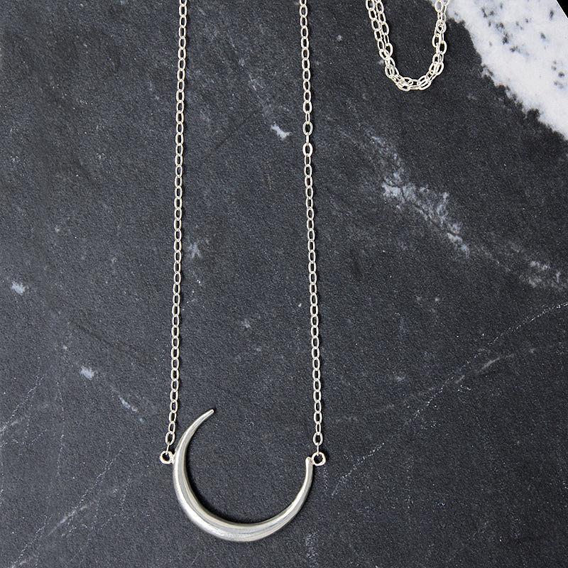Sterling Silver Victorian Crescent  Moon Necklace by 720