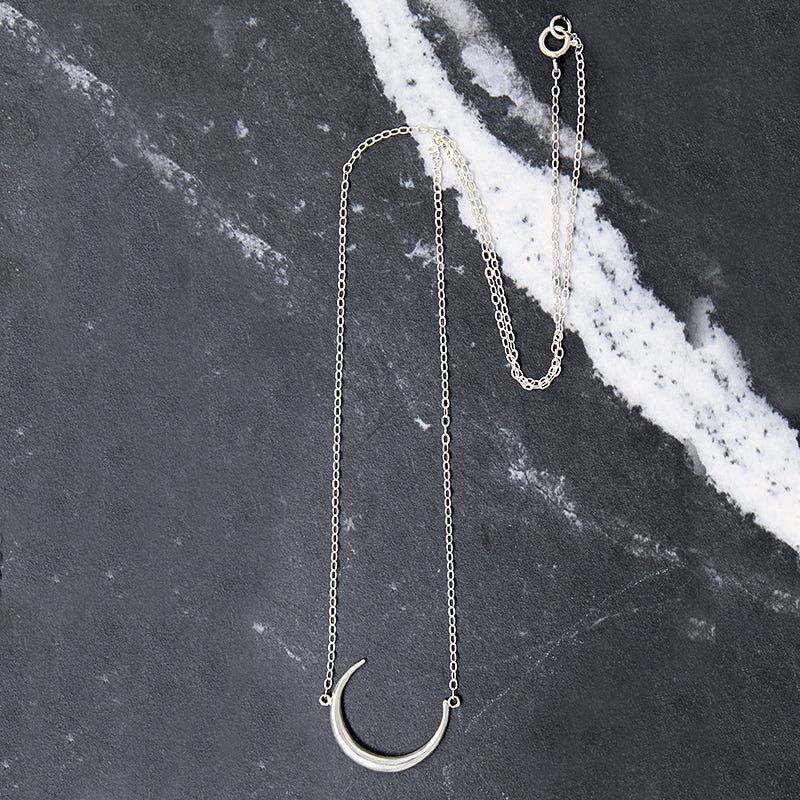 Sterling Silver Victorian Crescent  Moon Necklace by 720