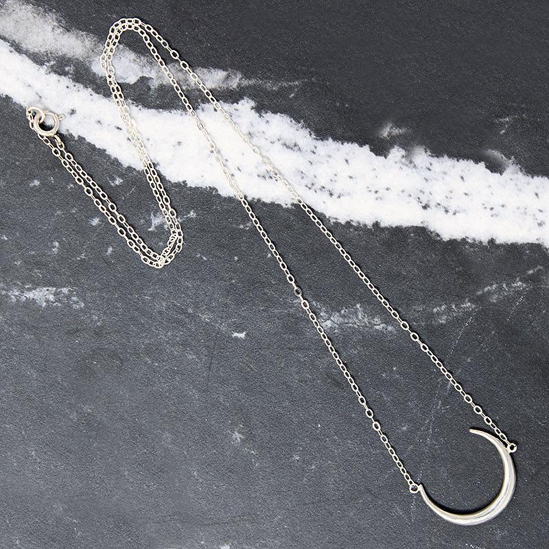 Sterling Silver Victorian Crescent  Moon Necklace by 720