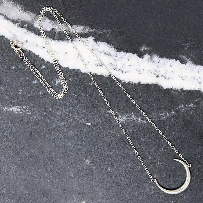 Sterling Silver Victorian Crescent  Moon Necklace by 720
