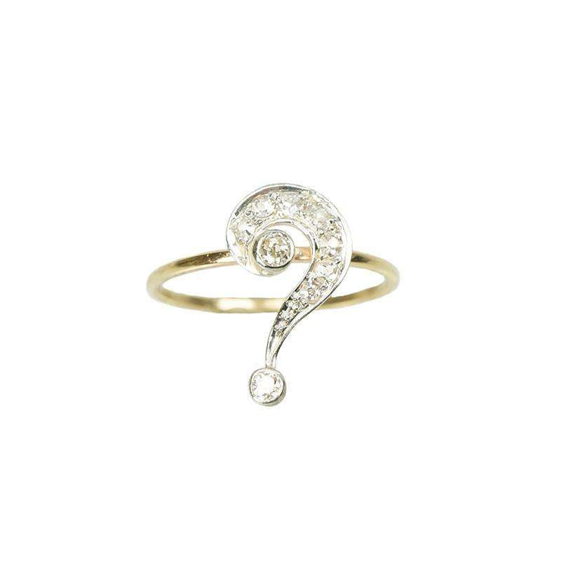 Diamond set Question Mark Ring