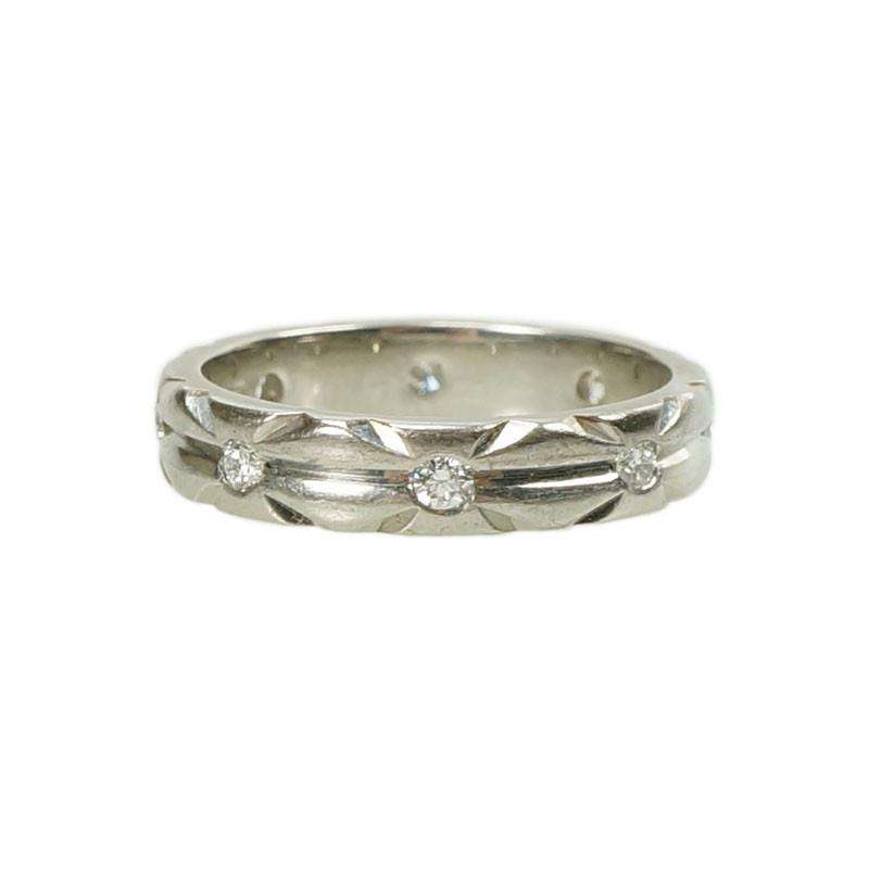 Sculpted Vintage Platinum and Diamond Band