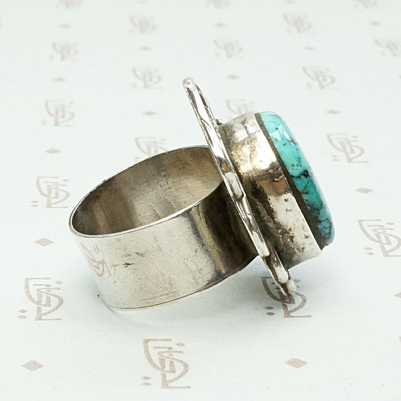 Asymmetric Turquoise Ring in Sterling Silver